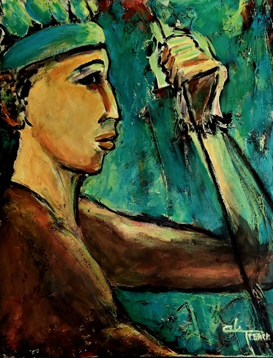 Картина под названием "Rituel amazonico #6" - Celi Tessier, Подлинное произведение искусства, Акрил Установлен на Деревянная…
