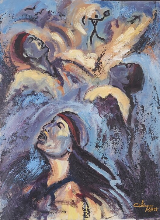 Pintura titulada "Transe et Extase" por Celi Tessier, Obra de arte original, Acrílico Montado en Bastidor de camilla de made…
