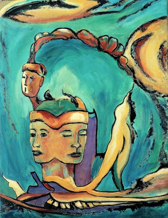 Картина под названием "Communication" - Celi Tessier, Подлинное произведение искусства, Акрил Установлен на Деревянная рама…