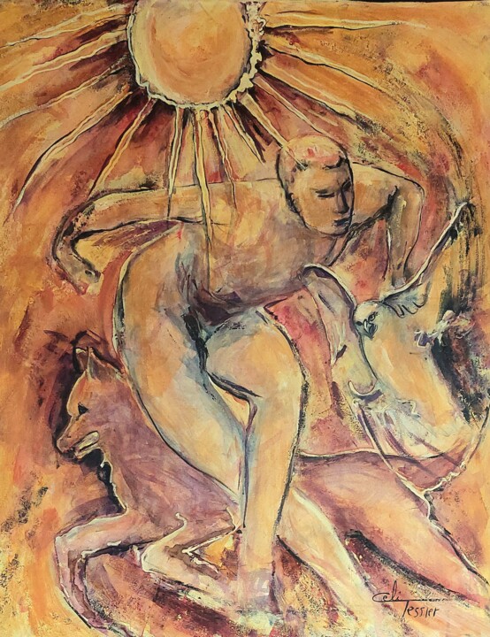 Pittura intitolato "Mémoire de l'âme" da Celi Tessier, Opera d'arte originale, Acrilico