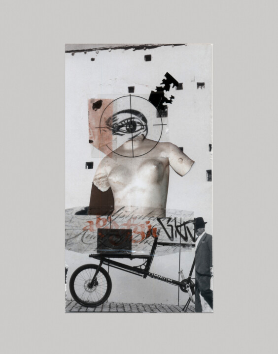 Collages intitolato "veilleur de temps/t…" da Celia Regina, Opera d'arte originale, Collages