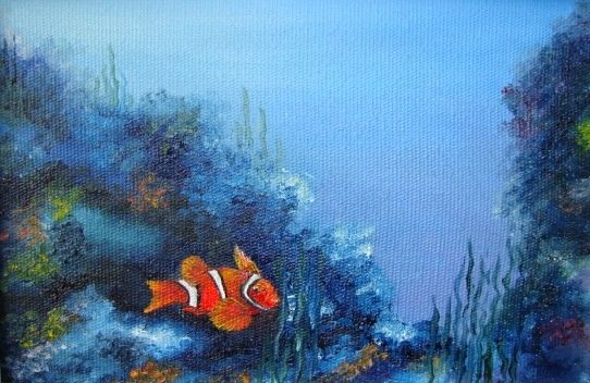Pintura intitulada "Peixe Palhaço" por Célia Marinho, Obras de arte originais