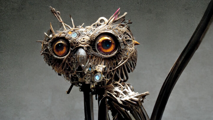Цифровое искусство под названием "Mecha Owl 2" - Celicun, Подлинное произведение искусства, Изображение, сгенерированное ИИ