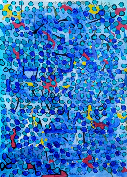 Painting titled "Biologie bleue" by Céline Bron, Original Artwork, Acrylic