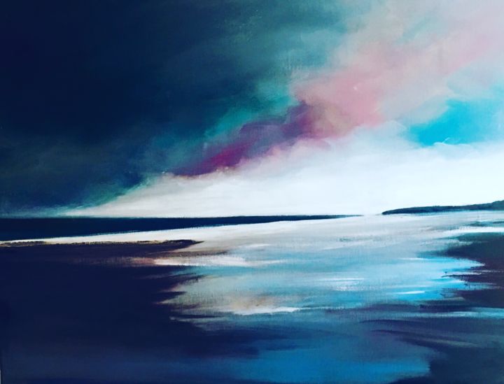 Pintura titulada "Ciel, mer, horizon" por Les Toiles De Céline, Obra de arte original, Acrílico