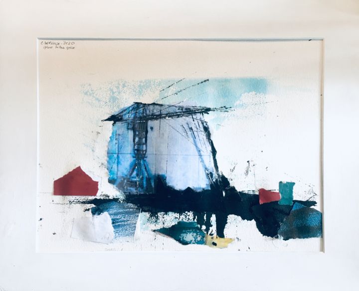 Collages intitulée "Grue Titan bleue gr…" par Les Toiles De Céline, Œuvre d'art originale, Collages