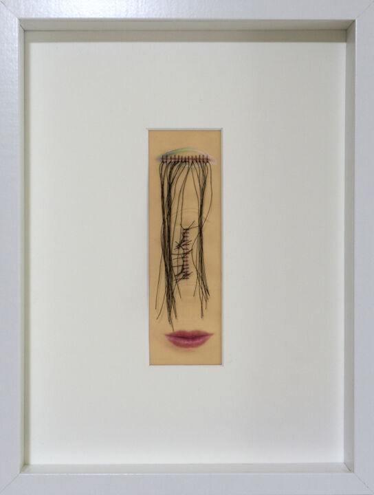 Drawing titled "Relationship #4" by Céline Jérémy Turlotte Bindi, Original Artwork, Thread Mounted on Wood Panel