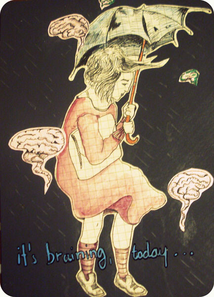 Peinture intitulée "It's braining, today" par Céline Mahe, Œuvre d'art originale, Huile