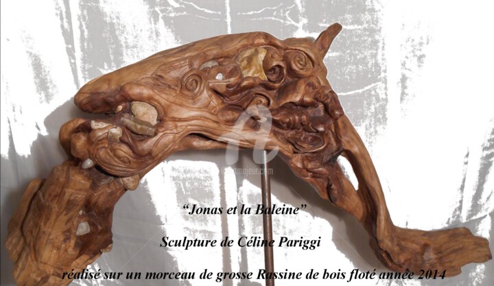 Sculpture titled "jonas-et-la-baleine…" by Céline Pariggi (Wen Dao), Original Artwork, Wood
