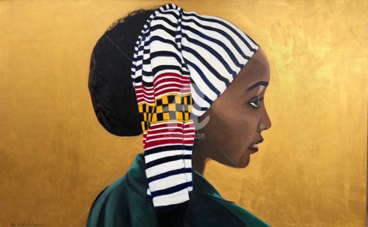 Pintura titulada "Jeune Ethiopienne" por Celine Raphael-Leygues, Obra de arte original, Serigrafía Montado en Bastidor de ca…