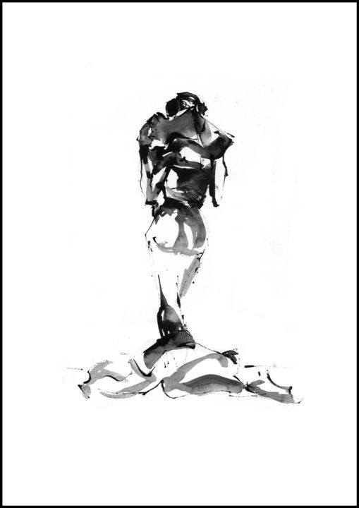 Рисунок под названием "Douceur de corps -…" - Celine Violet, Подлинное произведение искусства, Чернила