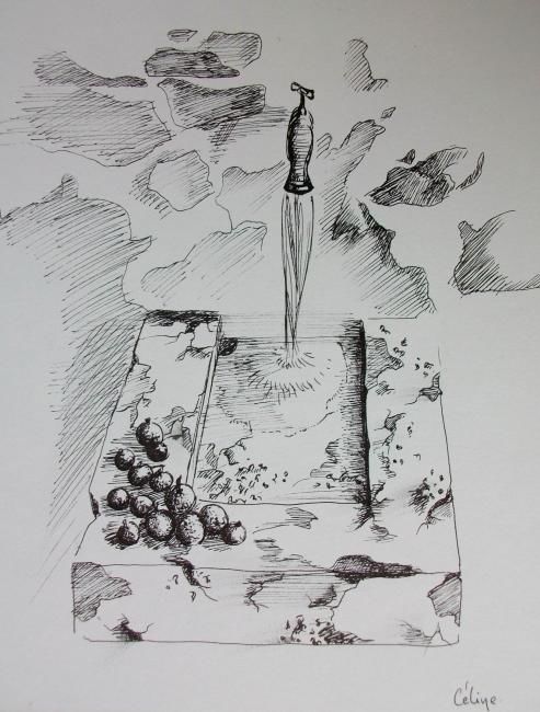 Drawing titled "La Fontaine Aux Fig…" by Céline Baubeau, Original Artwork, Other