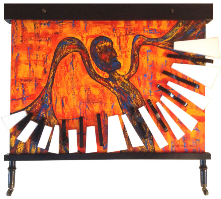 Painting titled "piano de mon pere 1…" by Celine Galarneau - Sissi, Original Artwork