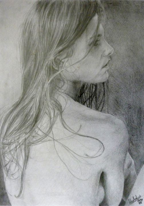 Drawing titled "Mulher I" by Céline Vicente, Original Artwork, Graphite
