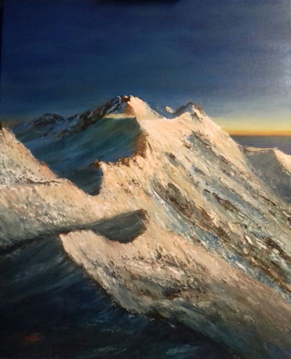 Peinture intitulée "Lumière sur ma mont…" par Célinne, Œuvre d'art originale, Huile