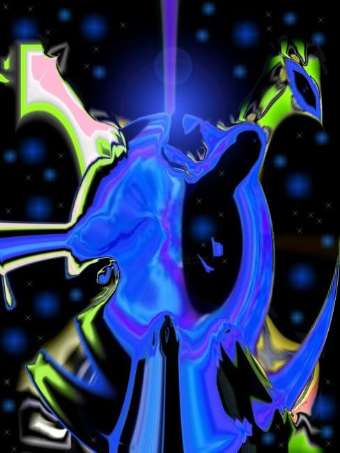 Painting titled "Photonic Blue" by Christian Cello, Original Art,
