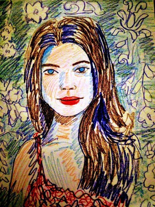 Рисунок под названием "Chica" - Cecilia Llorca, Подлинное произведение искусства, Пастель