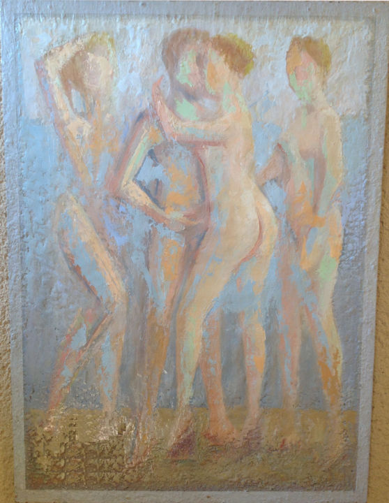 Pintura intitulada "Les baigneuses" por Mumtaz Celtik, Obras de arte originais, Óleo