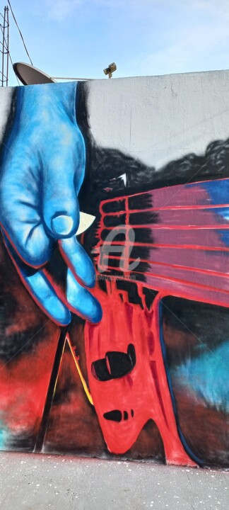 Malerei mit dem Titel "Guitar" von Cely Feliz, Original-Kunstwerk, Sprühfarbe