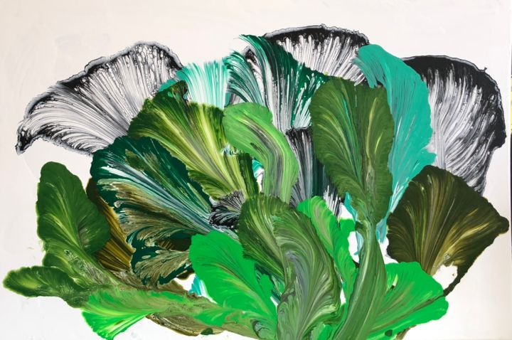 Peinture intitulée "Feuilles-vertes.jpg" par Cendrique Nouchy-Desjeux (Cendrique Art), Œuvre d'art originale, Acrylique