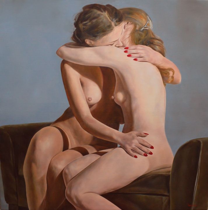 Peinture intitulée "Taboo love" par Istvan Cene Gal, Œuvre d'art originale, Huile Monté sur Châssis en bois