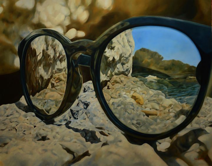 Pittura intitolato "Mirroring in Sidari" da Istvan Cene Gal, Opera d'arte originale, Olio