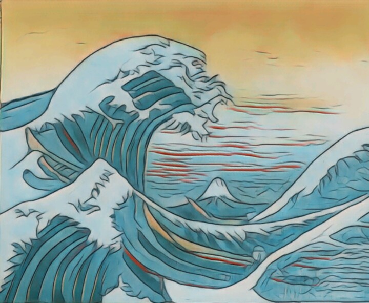 Digital Arts titled "Waves Wars digital…" by Cenk Ozturk, Original Artwork, 2D Digital Work