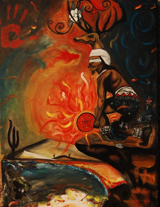 Painting titled "Maisoli bebetuk bic…" by Cajeme- El Que No Toma Agua, Original Artwork, Oil