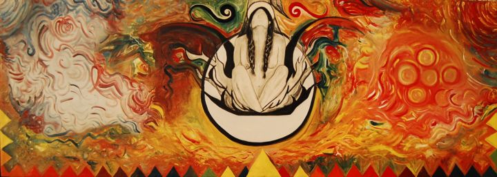 Pintura titulada "Mayahuel yoreme-La…" por Cajeme- El Que No Toma Agua, Obra de arte original, Oleo