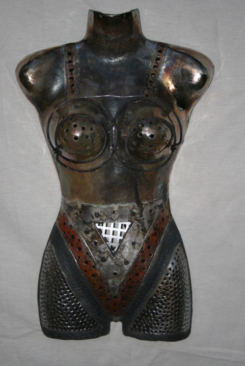 Sculpture titled "buste" by Avisse, Original Artwork, Metals