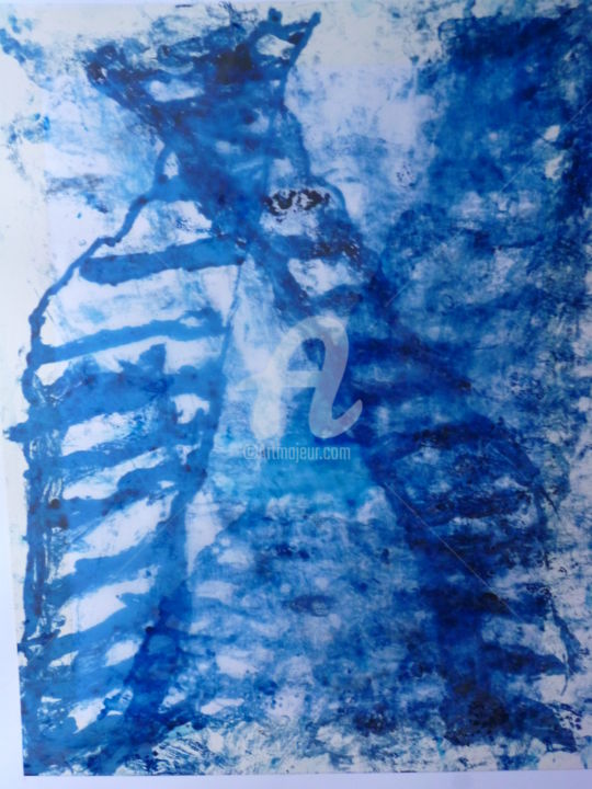 Peinture intitulée "traces blue4" par Cerdan, Œuvre d'art originale