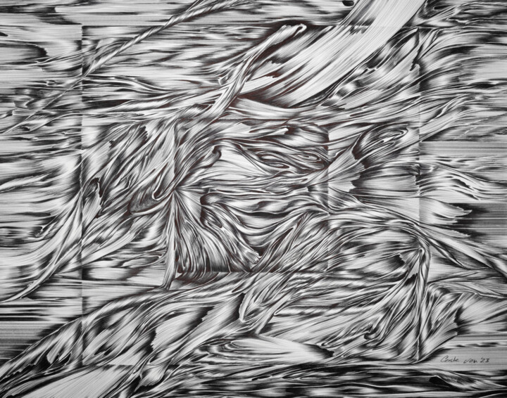 Рисунок под названием "Abstract No 4" - Cerde, Подлинное произведение искусства, Шариковая ручка