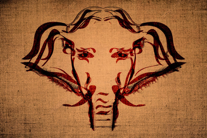 Digital Arts titled "Elephent Canvas old" by Fath Arts, Original Artwork, Digital Painting