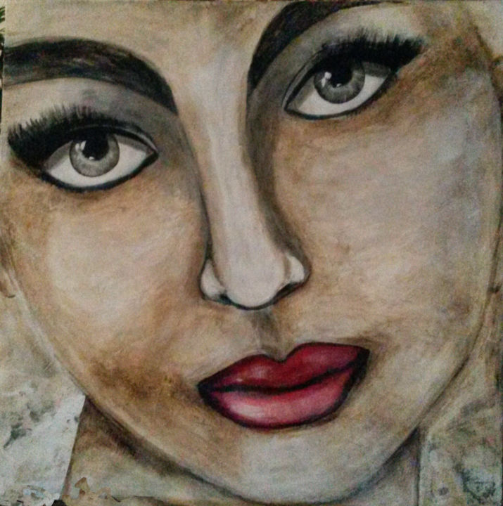 Painting titled "Portrait2" by Cerise, Original Artwork, Acrylic