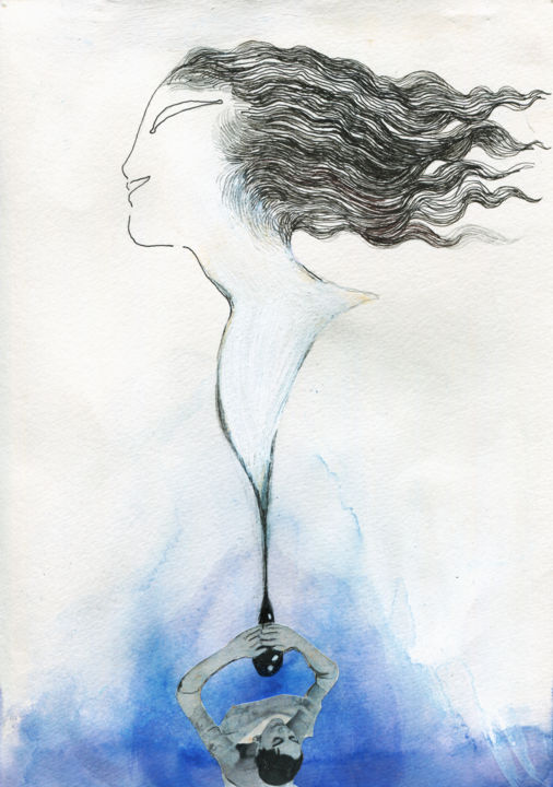 Drawing titled "Soul drops" by Maria Cristina Cerminara, Original Artwork, Watercolor