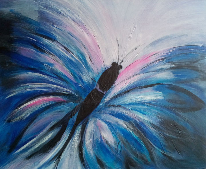 Painting titled "le-papillon" by Annick Cernesse, Original Artwork