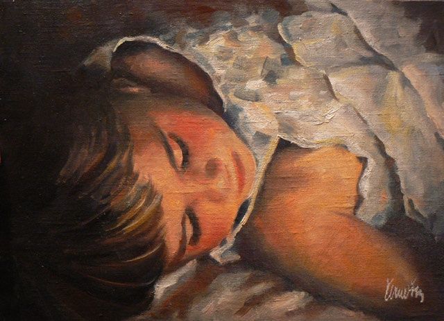 Картина под названием "Sleep" - Palomio, Подлинное произведение искусства, Масло