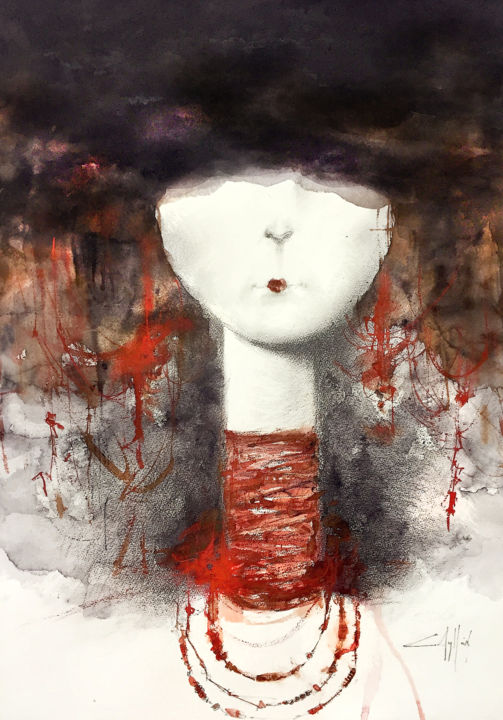 Painting titled "ella" by Cesar Ayllón, Original Artwork