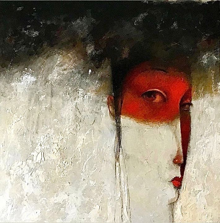 Peinture intitulée "Personaje en rojo" par Cesar Ayllón, Œuvre d'art originale, Huile