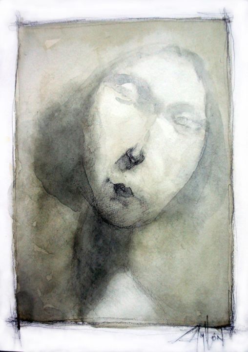 Peinture intitulée "En grises" par Cesar Ayllón, Œuvre d'art originale, Aquarelle