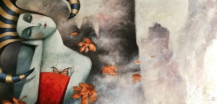 Pintura titulada "Sueño de otoño" por Cesar Ayllón, Obra de arte original, Oleo Montado en Bastidor de camilla de madera