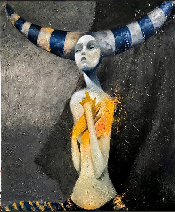 Pintura titulada "Sirena 3" por Cesar Ayllón, Obra de arte original, Oleo