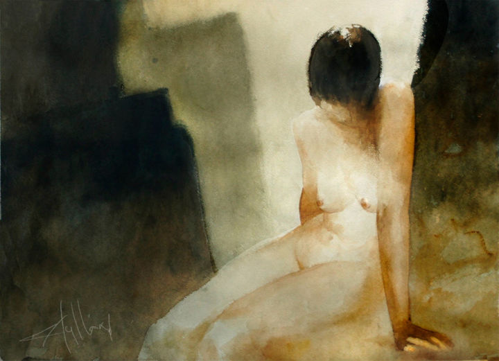 Pittura intitolato "desnudo 2" da Cesar Ayllón, Opera d'arte originale