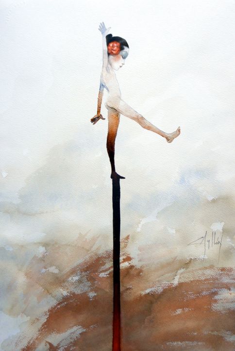 Painting titled "equilibrista 2" by Cesar Ayllón, Original Artwork
