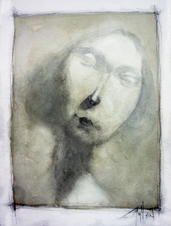 Painting titled "retrato" by Cesar Ayllón, Original Artwork