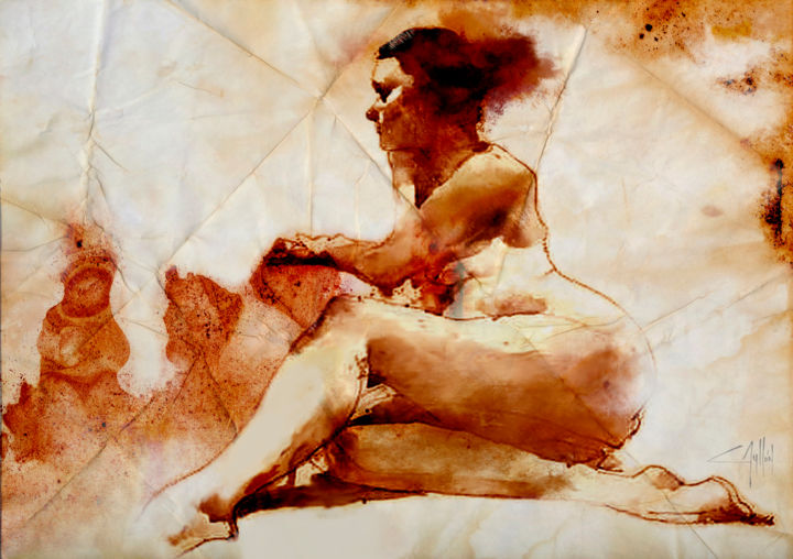 Peinture intitulée "desnudo" par Cesar Ayllón, Œuvre d'art originale