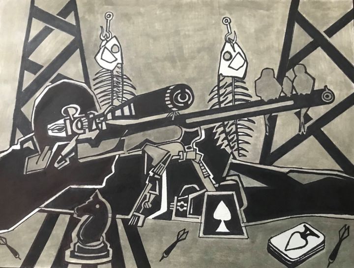 Drawing titled "they never come for…" by Cesar Yarleque, Original Art, Marker
