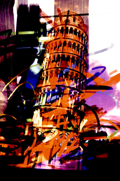 Arte digitale intitolato "Torre di Pisa" da Cesare Maestrelli, Opera d'arte originale, Lavoro digitale 2D