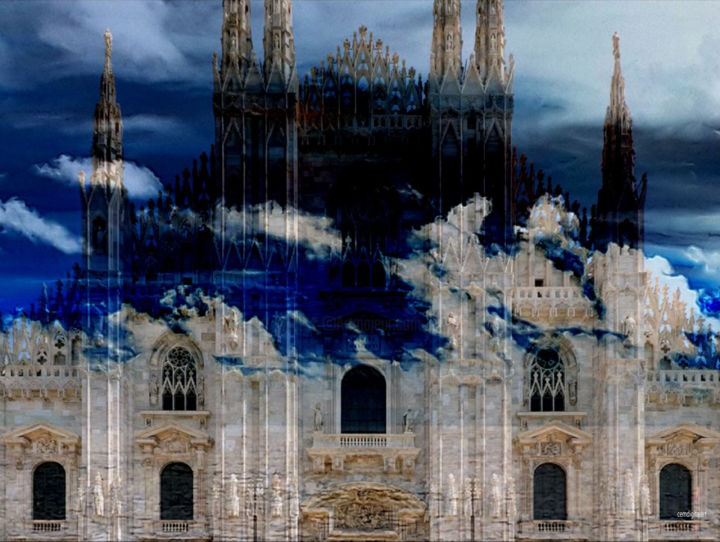 Digitale Kunst mit dem Titel "Duomo di Milano" von Cesare Maestrelli, Original-Kunstwerk, 2D digitale Arbeit