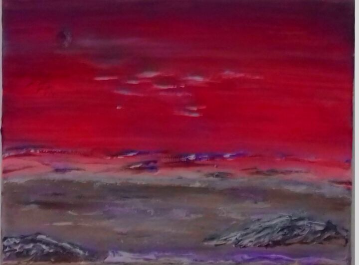 Painting titled "Sun in Mars" by Cesário Gualdim, Original Artwork, Acrylic